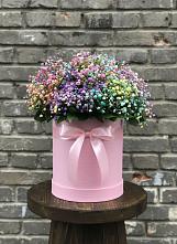 Цветочная композиция из Гипсофила и Розы в шляпной коробке в Кугульте