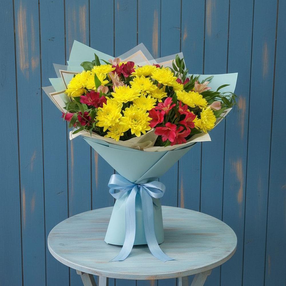 Букет цветов из: Альстромерии и Хризантемы в Кугульте