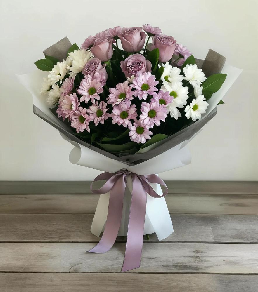 Букет цветов из: Хризантемы и Розы в Кугульте