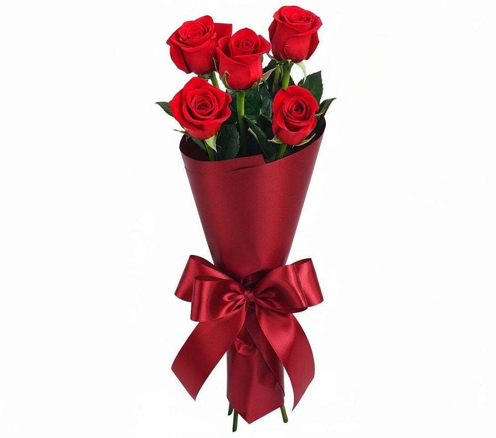 Букет 5 Красных роз Эдлесс Лав в Кугульте