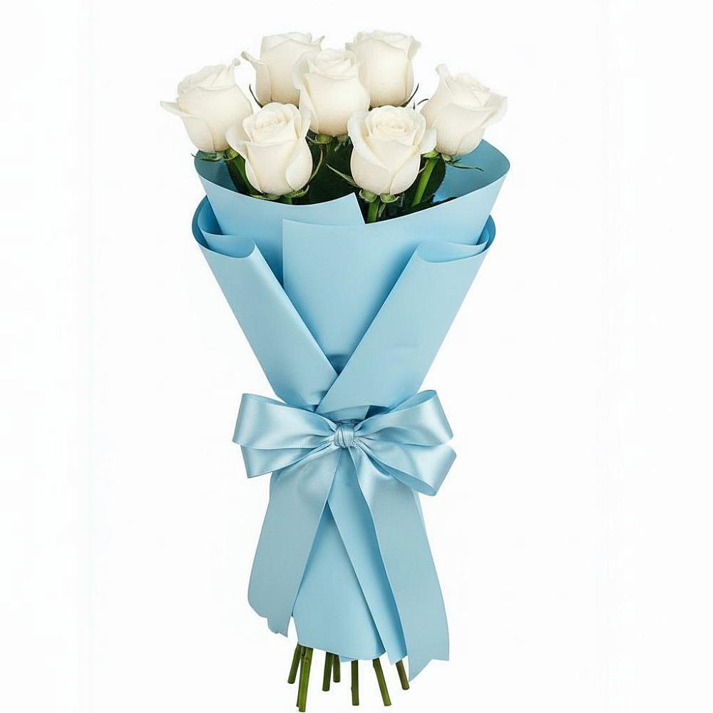 Букет 7 белых роз Проуд в Кугульте