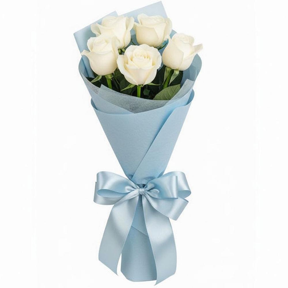 Букет 5 Белых роз Проуд в Кугульте