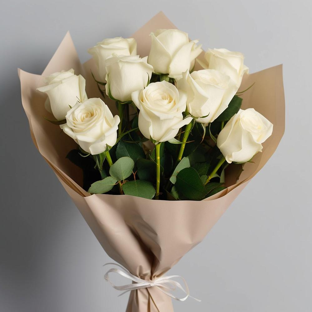 Букет 9 Белых роз Эдлесс Лав в Кугульте