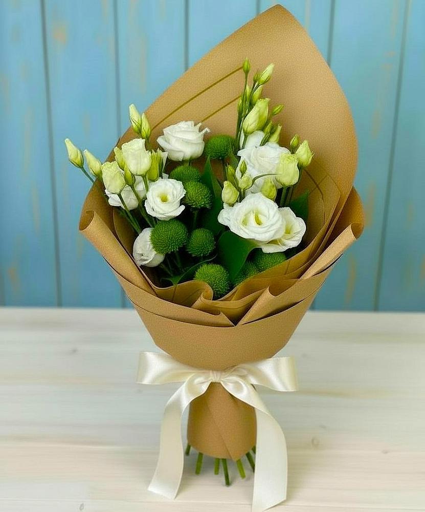 Букет цветов из: Хризантемы и Лизиантусы в Кугульте