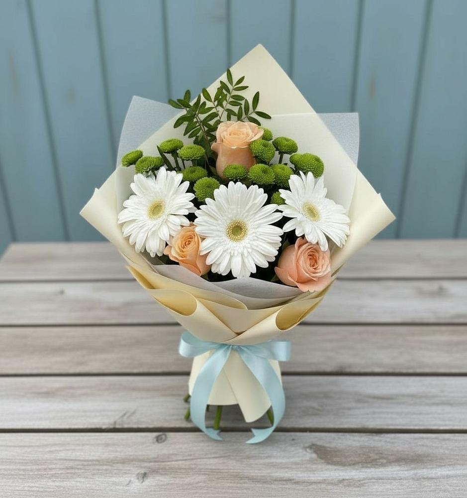 Букет цветов из: Герберы, Розы и Хризантемы в Кугульте