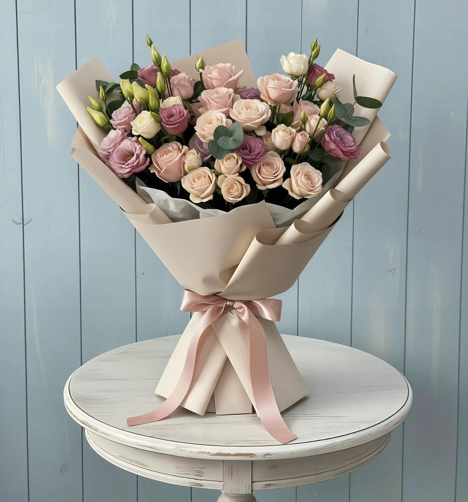 Букет цветов из: Розы и Лизиантусы в Кугульте