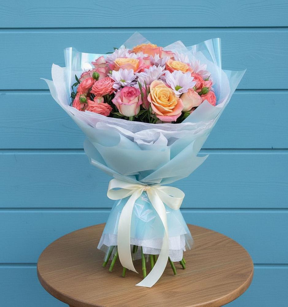 Букет цветов из: Хризантемы и Розы в Кугульте